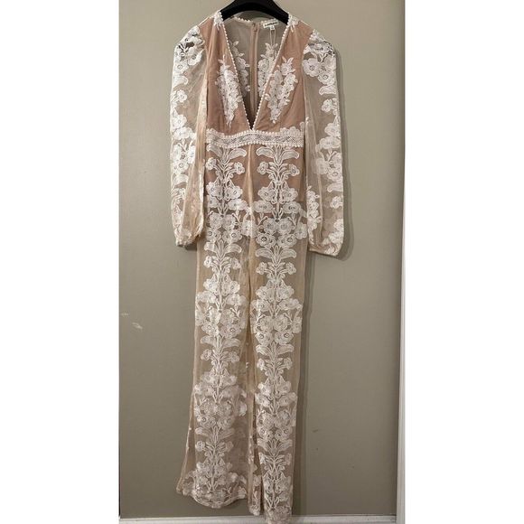 New Free People x For love Lemons Temecula Embroidered Lace Jumpsuit Size Small - Picture 3 of 6